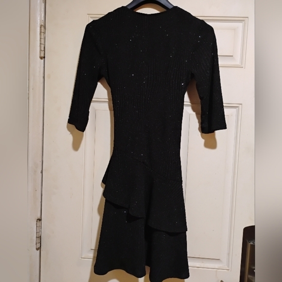 Signature By Robbie Lee Size Small Elegant Metallic Glitter Black Wrap Dress - Picture 11 of 11